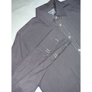 Charles Tyrwhitt Shirt Size 16.5/34 Burgundy Check Jermyn Street London Slim